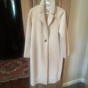 Magaschoni Cream Long Faux-Fur Single-Button Coat